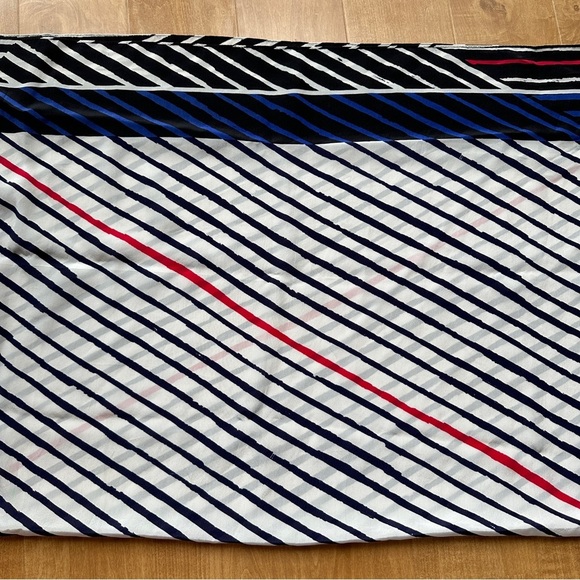 Parisian Inspired Rectangle Fashion Scarf, Women’s Purse Scarf, Blue/White/Red - Picture 10 of 13